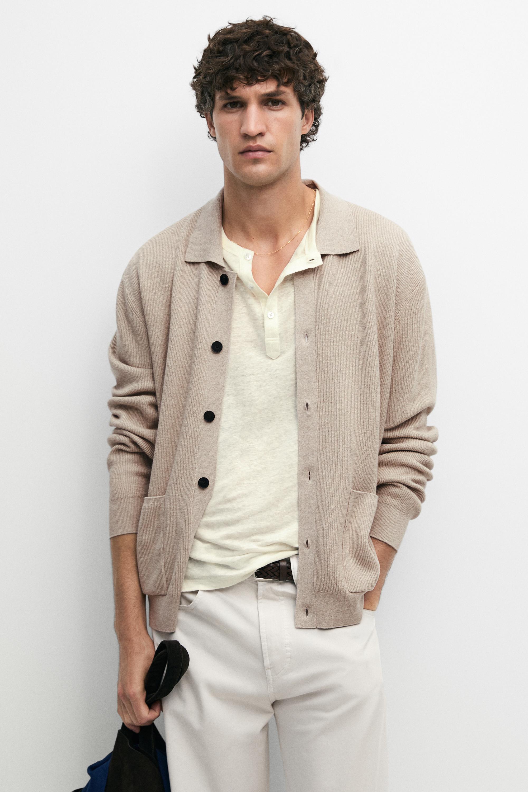 Cardigan en maille 100 % coton à poches